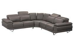 Dennis Dark Grey Leather Corner Sofa