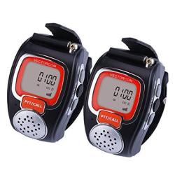 Portable Digital Wrist Watch Walkie Talkie Two-way Radio For Outdoor Sport Hiking 462MHZ Black 2PCS