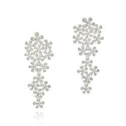 Blossom Full Chandelier Earrings - 18KT White Gold Vermeil