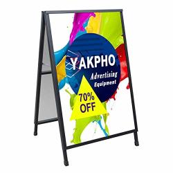 T-SIGN Heavy Duty Slide-in Folding A-Frame Sidewalk Sign 24 x 36 Inch Black Coated Steel Metal Double-Sided 2 Corrugated Plastic Poster Boards