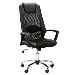 Exec Hiback Office Chair W-156 Chrome Base - Black