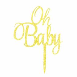 Oh Baby Cake Topper Gold Acrylic Decorations For Baby Shower Baby Girl boy's Birthday Party Sign