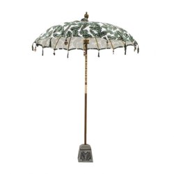 Cotton Green And White Leaf Umbrella Sotran Dekorativ