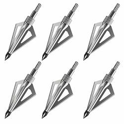 Speed Track Hunting Archery Broadheads 3 Fixed Blades 100 Grain Broad Heads Screw-in Arrow Heads Tips For Crossbow And Compound Bow 6 Pack