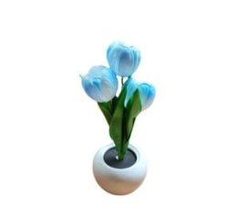 LED Tulip Nightlight Decorative Atmosphere Lamp Touch Charge Blue