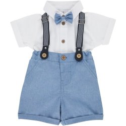 Made 4 Baby Boys 2 Piece Dungaree With Bow Tie 12-18M