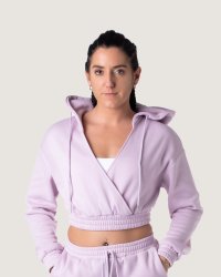 Petunia V-neck Cropped Hoodie - Lilac - Small