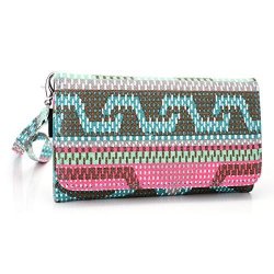 Wallet Phone Holder Case Pink teal Hipster Pattern Universal Fit For The Following Models: Blackberry Q10 Blackberry Z10