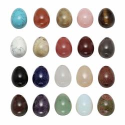 Crystaltears Semiprecious Gemstone Box Collection Tumbled Stones Natural Mineral Rock Specimen Polished Crystal Kit For Reiki Tumbling Cabbing 20PCS Egg Shape