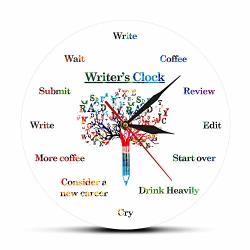 The Geeky Days Time To Write Funny Wall Clock For Writers Fiction Writer's Word Art Contemporary Hanging Wall Watch Writing Fan Writer Gifts