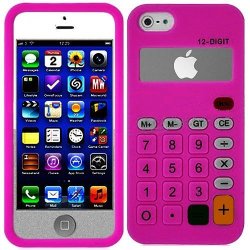 Pink Calculator Silicon Soft Rubber Skin Case Cover For Apple Iphone 5 5S 5SE With Free Pouch