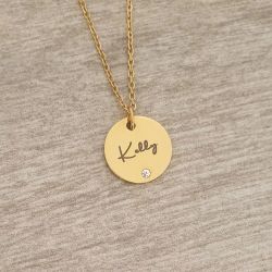 Gemma Personalized Necklace Gold Stainless Steel Size: 15MM On 45CM Chain Ready In 3 Days