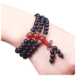 Gemstone Mala Beads Wrap Bracelet Made Of Healing Chakra Stones Black Obsidian And Red Agate For Healing Spiritual Meditation