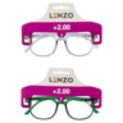 Lenzo +2.00 Bold Frame Reading Glasses Single Pair Colour May Vary
