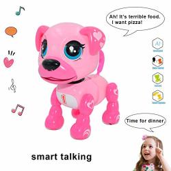 Amdohai Interactive Puppy - Smart Pet Electronic Robot Dog Toys For Age 3 4 5 6 7 8 Year Old Girls Gift Idea For Kids - Voice Control Intelligent Talking Pink