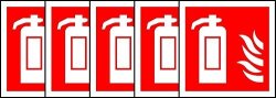 Iso Safety Label Sign International Fire Extinguisher Symbol - Self Adhesive Sticker 100MM X 100MM Pack Of 5 Stickers