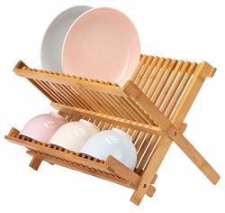 Lawei Collapsible Bamboo Dish Drying Rack - Plate Holder Dish Rack Cup Drying Strainer For Dish Plate Bowls Cup