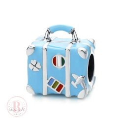 Blue Enamel Travel Suitcase Charm