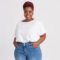 Donnay Plus Size Novelty Curves Flaunt Them White Top