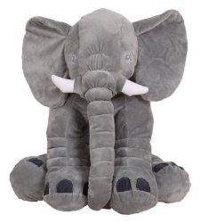 Elephant Pillow Short Plush - Dark Grey