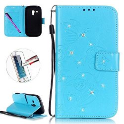 S3 MINI Case Isadenser Pu Leather Wallet Case Folio Flip Wallet Cover With Kickstand For Samsung Galaxy S3 MINI + 1PCS Tempered Glass Screen