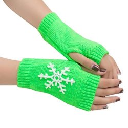 Women Girl Candy Color Knitted Arm Fingerless Warm Winter Soft Warm Mitten Gloves Loneflash Gloves