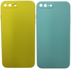 Yellow And Turquoise Liquid Silicone Cover For Iphone 7 8 Plus - 2 Pack