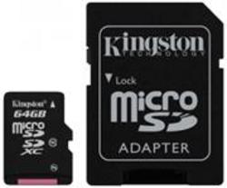 Kingston 64GB MicroSDXC with SD Adapter Flash Card
