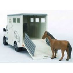 Bruder 1:16 Mercedes-Benz Sprinter Animal Transporter with Horse Figurine