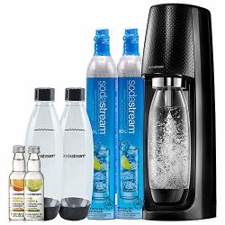 Sodastream Fizzi Sparkling Water Maker Bundle Black With CO2 Bpa Free Bottles And 0 Calorie Fruit Drops Flavors