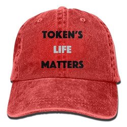 Life Token's Matters Fashion Washed Denim Cotton Sport Outdoor Baseball Hat Adjustable One Size Red