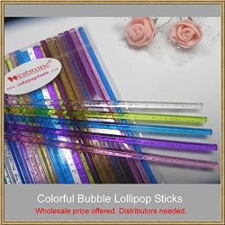 50PCS 6" 15CM Reusable Colorful Bubble Sticks For Cake Pops Lollipop Candy