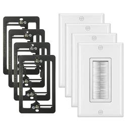 4 Pack Bestten 1-GANG Brush Wall Plate With Low Voltage Mounting Bracket Cable Passthrough Insert For Speaker Wire Coaxial Cable Hdmi hdtv Cable Network phone Cable