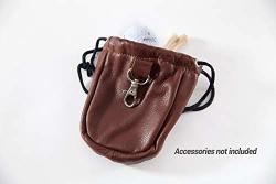 GV Image Collection Med. Drawstring Golf Ball And Valuables Pouch-brandy Leather-metal Hook ATTACHMENT-5 X 4 1 2