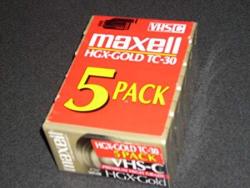 Maxell Vhs-c Hgx-gold 5-PACK Camcorder Videocassettes Premium High Grade. Hgx-gold TC-30 Tapes