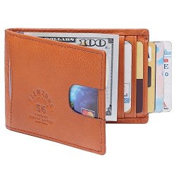 Teemzone Men's Crazy Horse Leather Rfid Blocking Money Clip Wallets For Men Bifold Flipout Id Wallet Purse Credit Card Slots Id Window And Coin