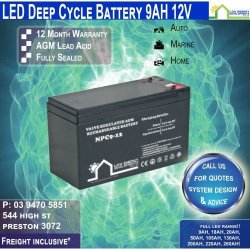 Battery Agm Deep Cycle 12V 9AH