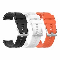 Eeweca 3-PACK Silicone Bands For Huawei Watch GT Classic Replacement Strap Black White Orange