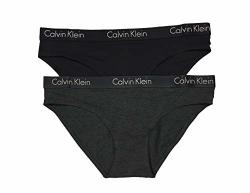 Calvin Klein Women' Cheeky Bikini Pack Of 2 Black QP1914-003 dark Grey Medium