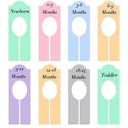 Shappy 8 Pieces Colorful Closet Dividers Baby Boy Girl Clothing Rack Size Dividers With Sizes Newborn To 18-24 Months