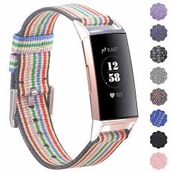 EZCO Compatible With Fitbit Charge 3 Bands Woven Fabric Breathable Watch Strap Quick Release Replacement Wristband Accessories Man Woven Compatible With Charge 3