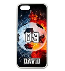 Iphone 5C Case Artsycase Water Fire Soccer Ball Personalized Name Number Phone Case - Iphone 5C White