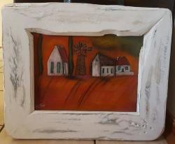Framed - Summer Farm House- Painting With Watercolours And Soft Pastels Solid Wood Frame Included