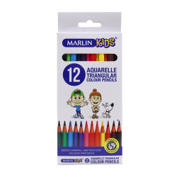 Marlin Kids Aquarelle Triangular Colour Pencils 12'S + Brush Pack Of 12