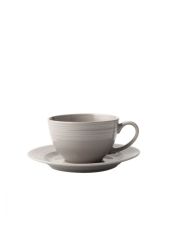 Jenna Clifford Embossed Lines Cup & Saucer 200ML Light Grey