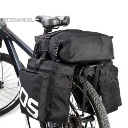 Roswheel 37l Durable Water Resistant 3 In 1 Bicycle Rear Pannier Bag - Black