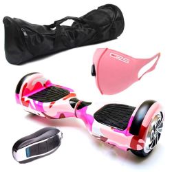 Self Balance SCOOTER6.5 Hoverboard-led-bluetooth-remote-bag-mask-camo Pink