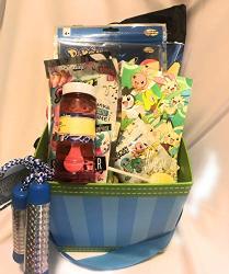Pokemon Easter Holiday Gift Basket Or Birthday Basket - Candy Trading Cards Activity Kit Jump Rope Puzzles - 13 Pieces