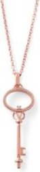 Oval Key Diamond Pendant And Chain Rose Gold