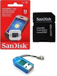 Sandisk 32GB Class 4 Microsdhc Microsd C4 Tf Flash Memory Card With Sd Adapter And USB Sd Card Reader Writer R13 Bulk Packaged